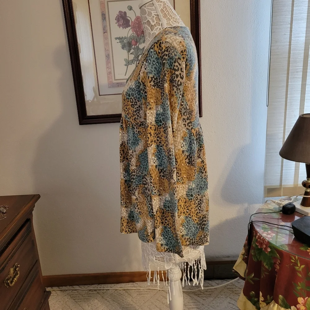 Ces Femme animal print v-neck baby doll sweater - Picture 3 of 6